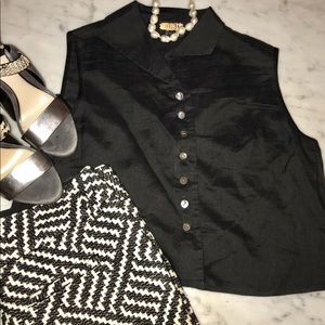Crop Top Black Linen European Designer